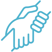 Icon of two hands helping each other