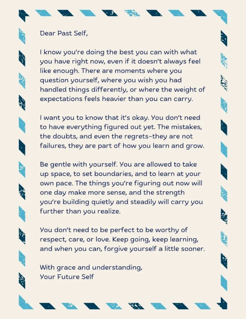 A letter with messaging. Transcription is available below.